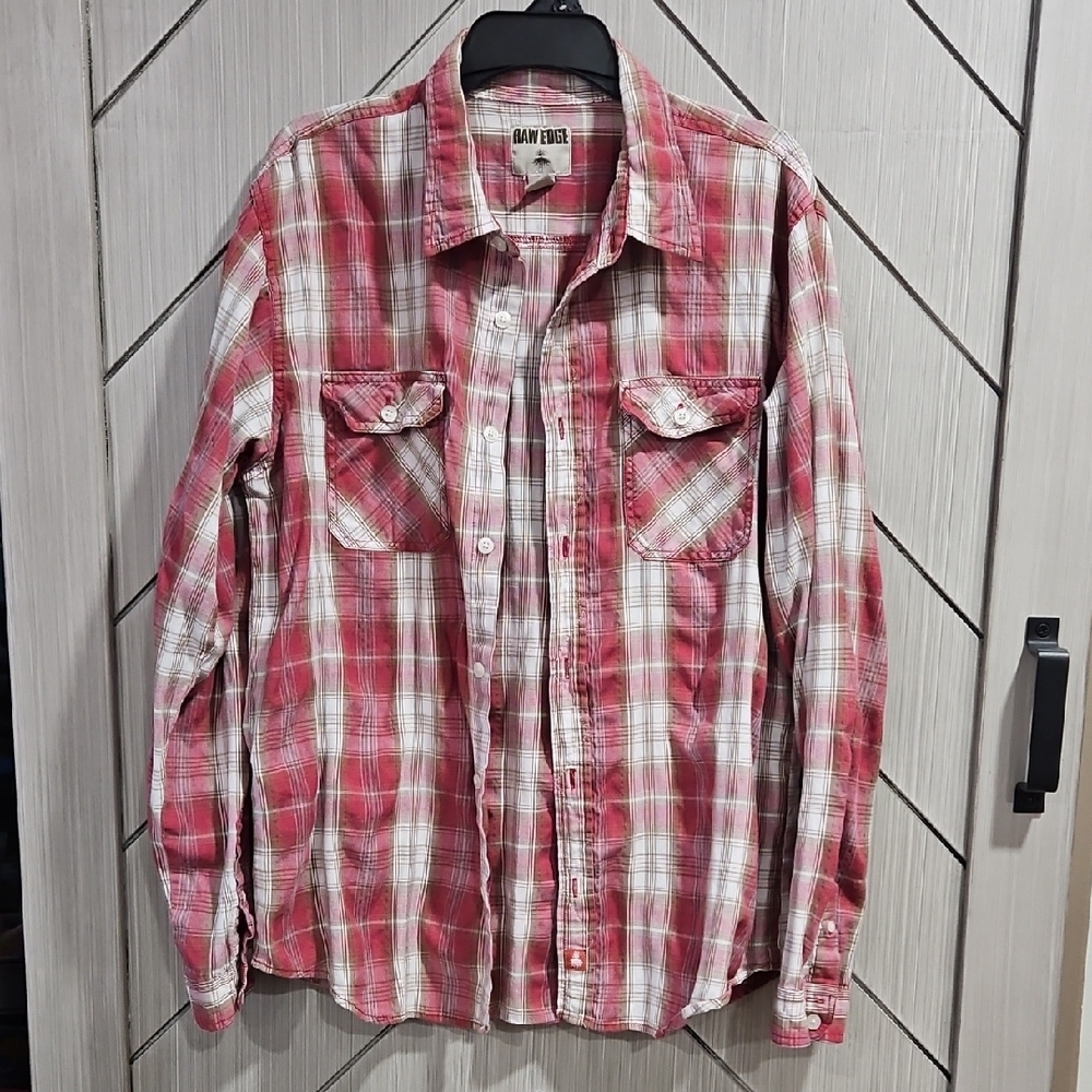 Men's Red Plaid Casual Shirt